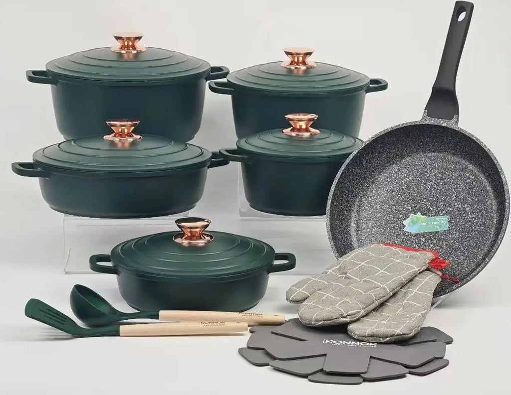 18PSC Set di pentole per la cucina domestica Padella antiaderente e pentola in alluminio di granito con coperchio Pentola in smalto pressofuso Materiale metallico per riso medico