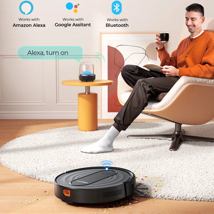 Airzeen R7 3-in-1 Robot Vacuum and Mop, 4000Pa Suction, Smart App/Alexa Control, Self-Charging for Pet Hair and Hard Floors
