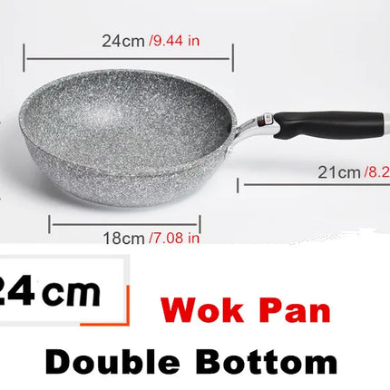 Padella antiaderente Wok in pietra resistente Padella per bistecca domestica Pancake Fornello a induzione fritto Fornello a gas Set di pentole per la cucina