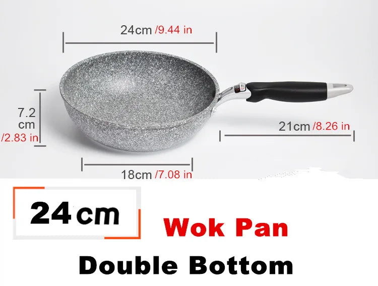 Padella antiaderente Padella Wok in pietra resistente Padella per bistecca domestica Pancake fornello a induzione fritto fornello a gas Set di pentole per la cucina