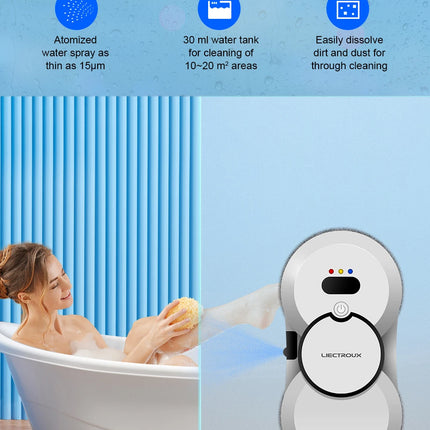 Robot lavavetri ultrasottile Liectroux HCR-10 con spray ad acqua a ultrasuoni, robot aspirapolvere per finestre, tergivetro per la casa, pulizia a secco e umida, percorso AI
