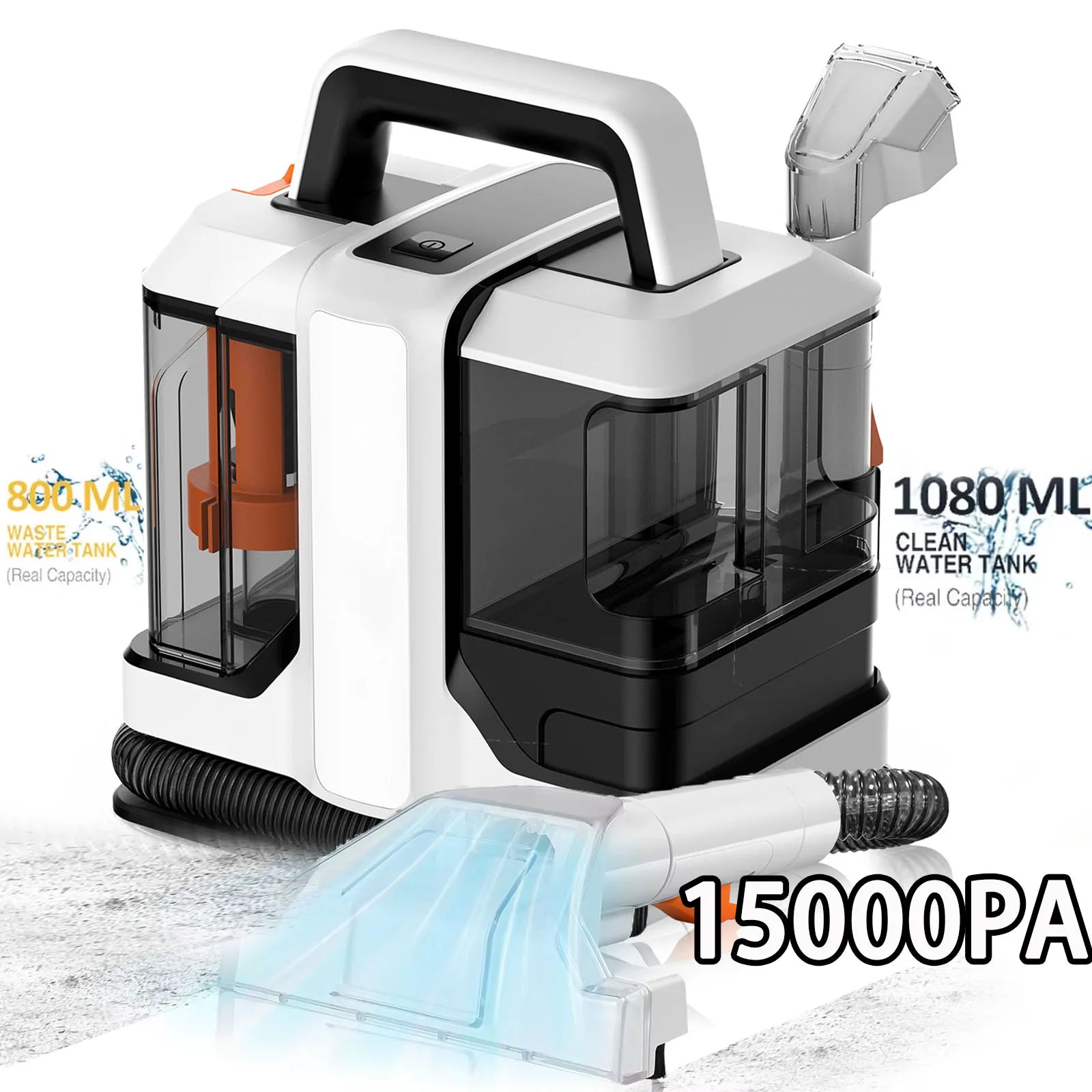 750W Fleckenreiniger 11/15KPa Tragbarer Teppichreiniger für Sofa-Zelt Sprühsauger Integriertes Haushaltsreinigungsgerät