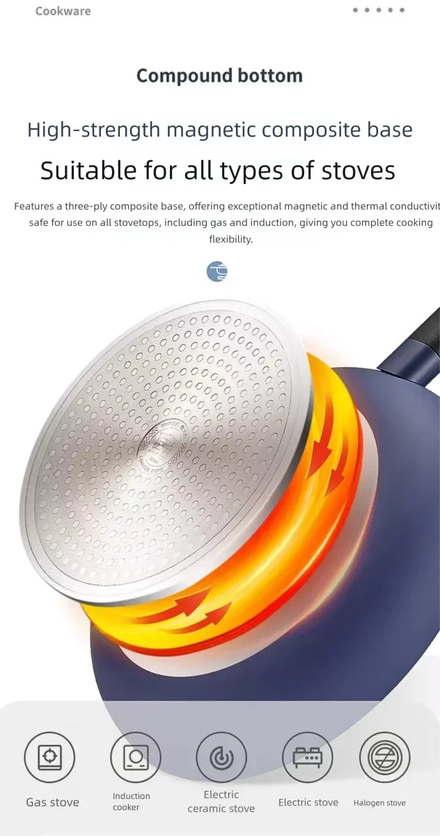 Padella antiaderente Padella Rivestimento in pietra di granito Padella per frittata Pentola per zuppa di cipolla in alluminio pressofuso Pentola da lavoro Pentole da cucina (Blu)