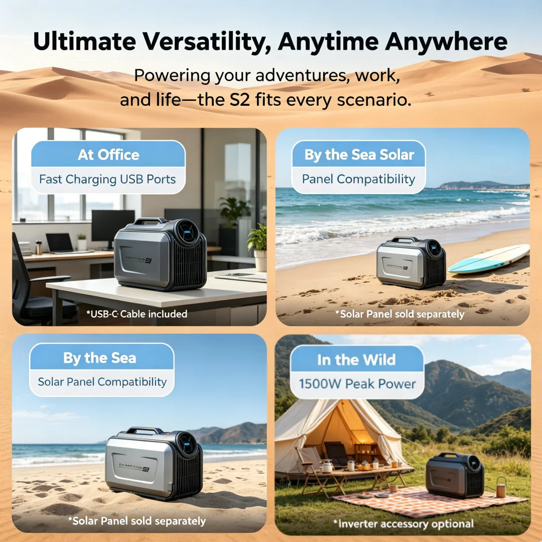 Cybertake S2 Pro Portable Klimaanlage, 5100 BTU Kühlen und 6100 BTU Heizen, Energieklasse A 2.9 EER, leises AC-Gerät mit 4 Modi, wasserdicht IPX4 für Camping, Wohnmobile, Zelte
