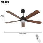 Ventilatore da Soffitto 52'' per Piccoli Ambienti: Ventilatori da Soffitto Moderni con Luce e Telecomando - Motore DC Reversibile Silenzioso Dimmerabile con 6 Velocità