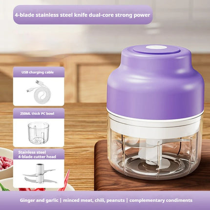 Electric Garlic Chopper 320ML, Food Processor, Mini USB Chopper, Small Portable Processor