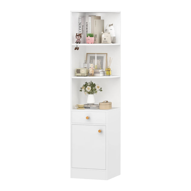 Mensola angolare, armadio portaoggetti a 3 ripiani con ante, scaffale angolare da 161 cm per soggiorno, camera da letto, cucina, piccoli spazi