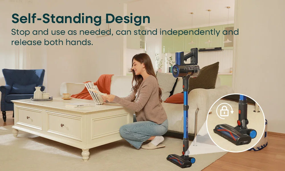 Erabros EV2 Cordless Vacuum Cleaner 450W 55kpa, High Suction Power, Smart Home Cleaner with LED Display, for Floors and Carpets