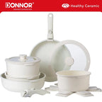 DONNOR 17 Pezzi Set di Pentole e Padelle Set di Pentole Antiaderenti con Manico Staccabile Set di Pentole da Cucina a Induzione Set di Padelle JT271
