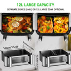 Friggitrice ad aria calda 12 litri EMPHSISM KDF-5512DTW con doppia camera regolabile e 8 programmi