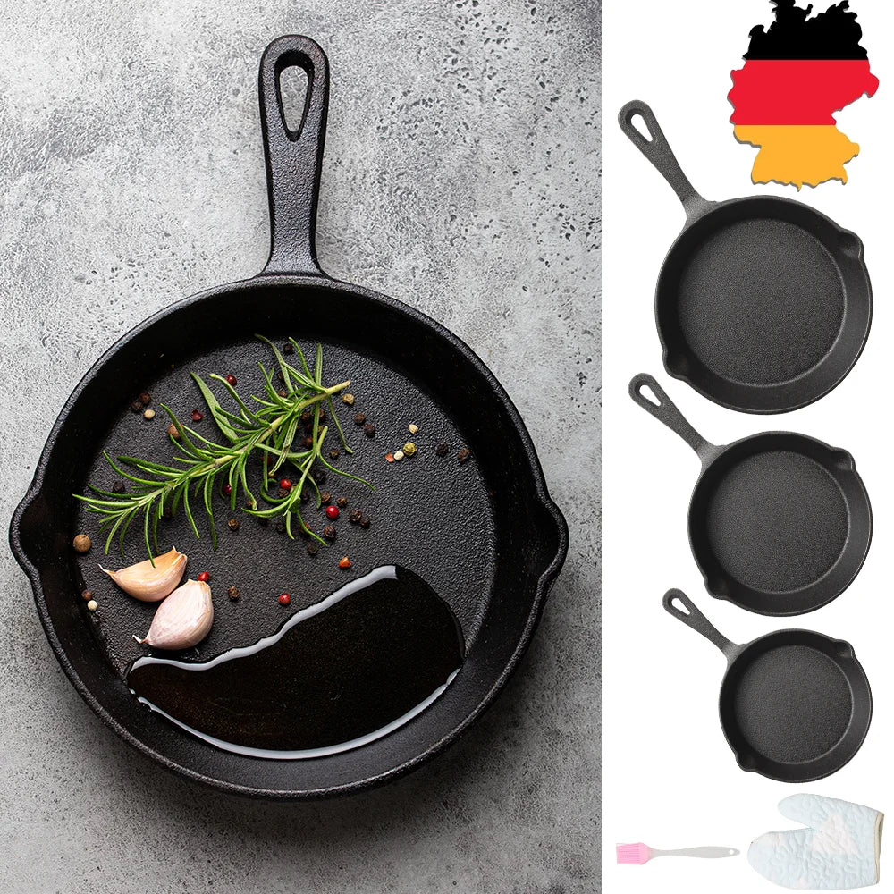3PC Padella In Ghisa Wok Antiaderente A Nido D'ape Pentola Casa bistecca padella Stufa A Gas Pentola A Induzione Pentole Da Cucina 16/20/26 centimetri