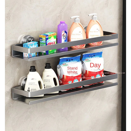 Kitchen storage with suction cup, wall-mounted condiment bottle rack, multifunctional spice rack, no drilling required