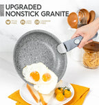 MICHELANGELO Set di padelle antiaderenti con manico rimovibile Pentola in alluminio con rivestimento in granito Padella per uova Set di pentole