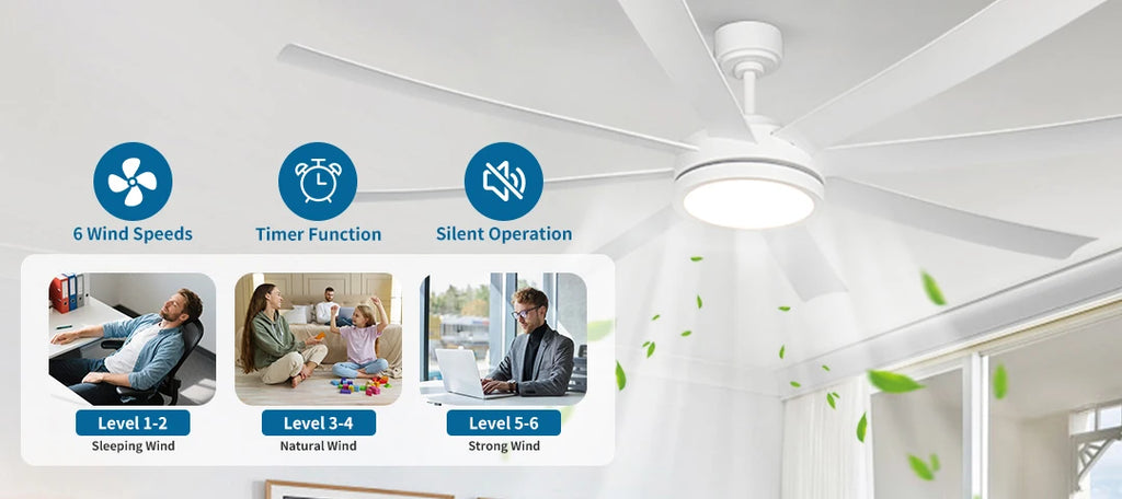XINGOO Nordic White Ventilatore da soffitto da 72 pollici, telecomando con luce, decorazione per la casa, soggiorno, lampadario da soffitto per camera da letto