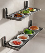 Organizzatore da Cucina Sospeso, Portapiatti Pieghevole, Mensola da Parete per Verdure e Spezie
