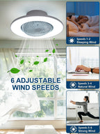Ventilatore da soffitto da 100W con luce, controllo remoto tramite APP, lampada a LED dimmerabile a 360° °   Luce di sfondo RGB silenziosa girevole a 6 velocità per la casa