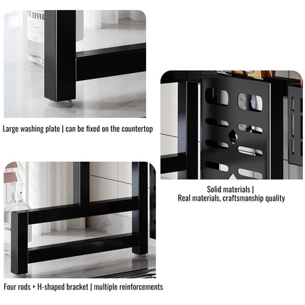 Multi-layer Sink Plate Rack with Cabinet Door, Stable Dish Drying Rack and Kitchen Countertop Drainage, Dustproof