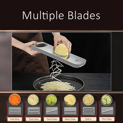 99,9% Antibacterial Magic Chopper LFGB Certified 316L Stainless Steel Vegetable Slicer 6-Blade Cutter with Hand Guard
