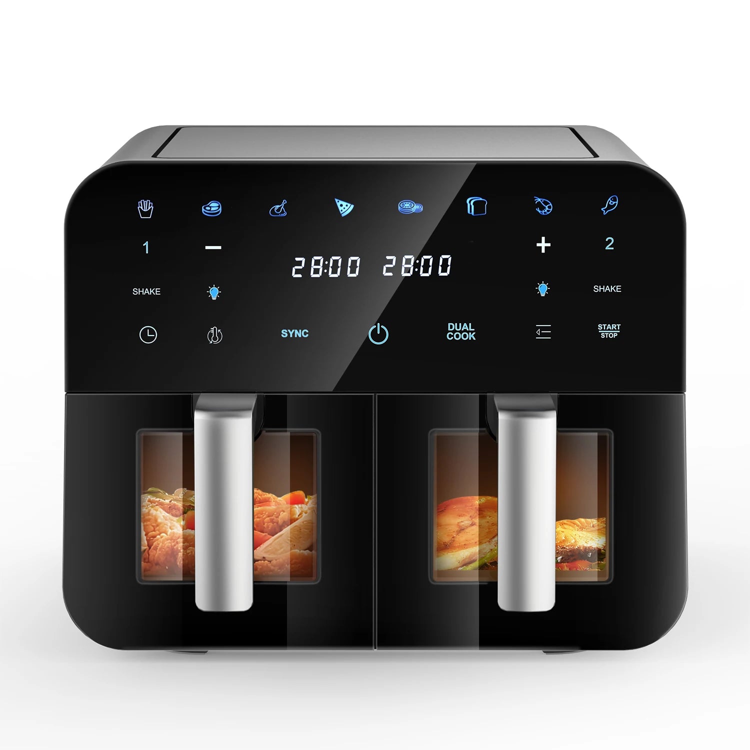 Forno friggitrice ad aria a doppio cestello da 9 litri con finestre Easy View - Oyajia