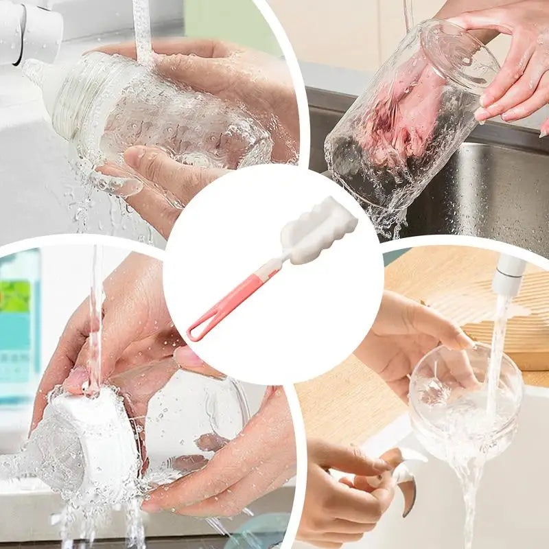 Weiche Schwammtassenbürste Langer Griff Schwammflaschenbürste Schwammreinigungsbürste Wasserflasche Glasbecher Reinigungsgerät
