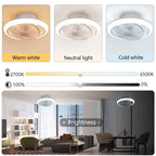 Ventilatore da Soffitto Intelligente con Luci a 360° °   Lampada Ventilatore Moderna Girevole con Controllo Remoto APP, Dimmerabile, 6 Velocità del Vento, Flusso d'Aria Reversibile per Interni