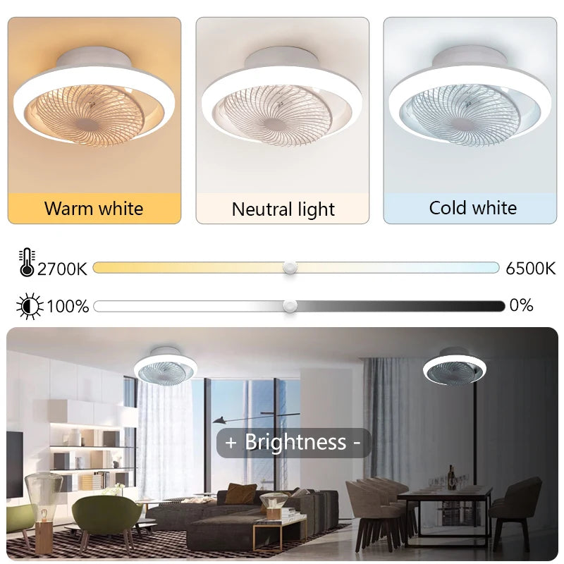 Ventilatore da Soffitto Intelligente con Luci a 360° °   Lampada Ventilatore Moderna Girevole con Controllo Remoto APP, Dimmerabile, 6 Velocità del Vento, Flusso d'Aria Reversibile per Interni