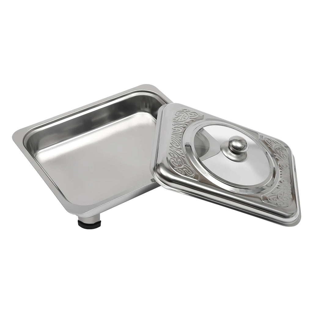 4/8 Stück Chafer-Pfannen-Buffet-Servierbehälter mit Deckel, rechteckiger Speisenwärmer-Pfannen-Servierbehälter