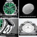 SAPPHERO Orologio da Polso Quarzo Uomo Acciaio Inossidabile Impermeabile 50M Cronografo