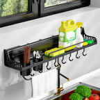 Supporto da parete per portaspezie sospeso, portavasi sospeso, portabottiglie salvaspazio con ganci, ripiano da cucina per utensili