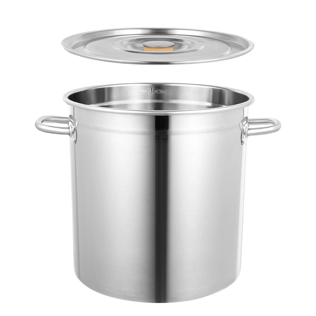 35/50/70 Liter Suppentopf mit Deckel und Griffen, multifunktionaler Edelstahlkochtopf zur Aufbewahrung von Flüssigkeiten/Feststoffen