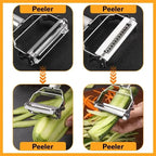 Multifunktionaler Kartoffelschäler aus Edelstahl für Küche, Obst, Gemüse, Kartoffeln, Karotten, Gurken, Julienne-Reibe, langlebiger Gemüsehobel