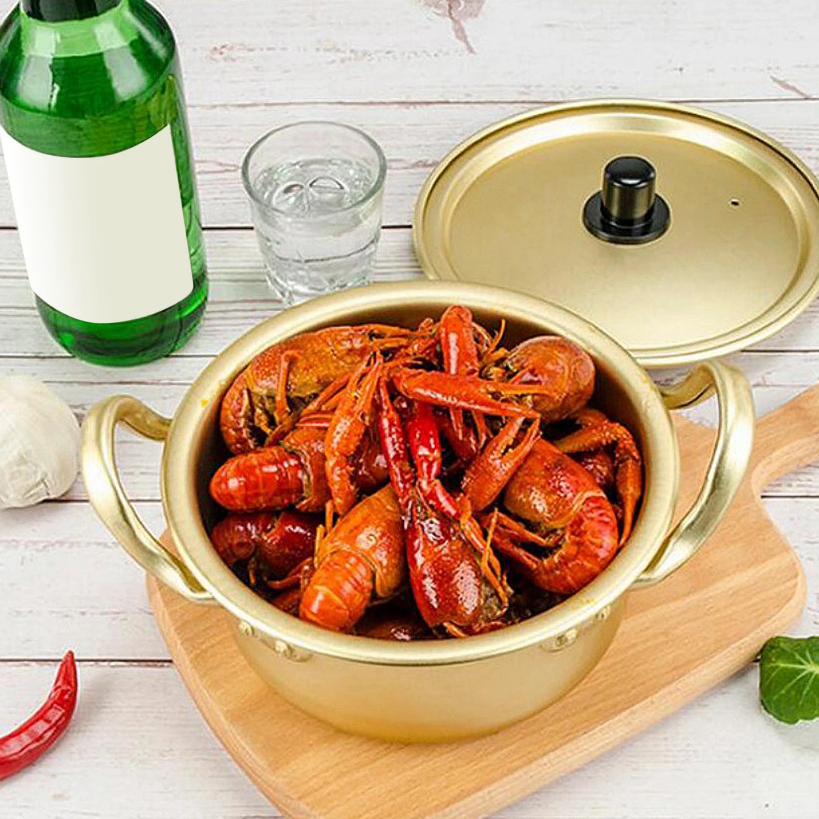 Koreanischer Ramen-Topf Nudeln Paomian Verdickter gelber Aluminiumtopf Suppentopf Hot Pot Goldene Küche Kochgeschirr Wok