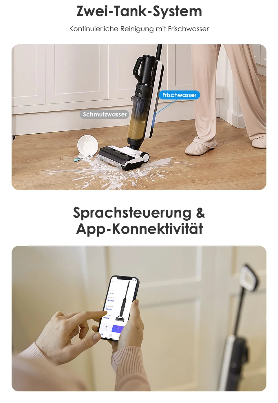 Tineco Floor One S5 Combo Smarter Nass-/Trockensauger mit iLoop-Technologie, 5-in-1 Nasssauger für Tierhaare, Hartböden, LED-Display, Wi-Fi