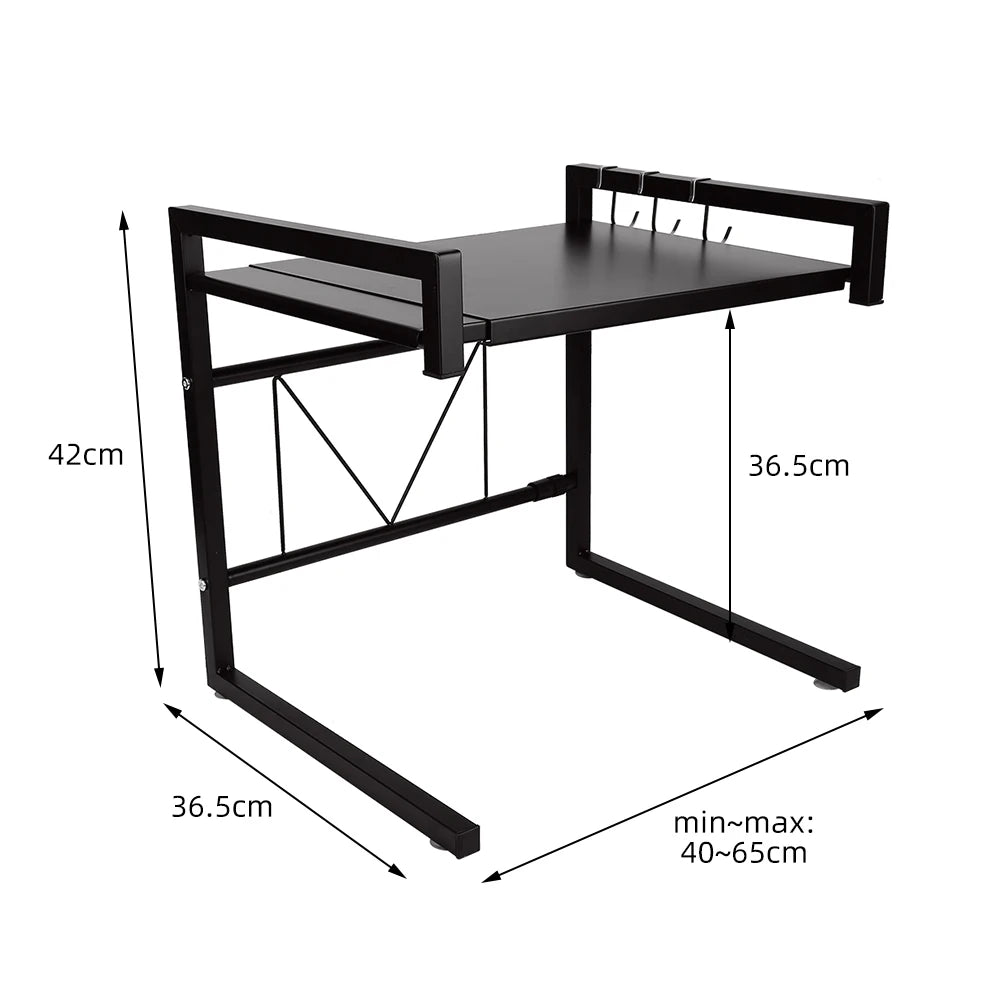 Küchen-Mikrowellenregal, 2-lagiges Mikrowellenregal – ausziehbar – für Gewürze, Dosen, Flaschen, bis zu 25 kg (42 cm (40–65 cm)