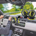 Ventilatore portatile per auto a 3 teste - 2 velocità regolabili, 360° °   Presa Accendisigari Girevole, Potente Flusso d'Aria per Veicoli, Camper e SUV