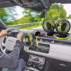 Ventilatore portatile per auto a 3 teste - 2 velocità regolabili, 360° °   Presa Accendisigari Girevole, Potente Flusso d'Aria per Veicoli, Camper e SUV