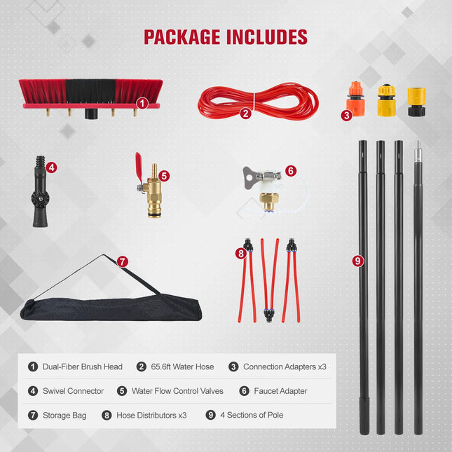 Telescopic Brush Kit 4M with Squeegee for Cleaning Windows and Solar Panels