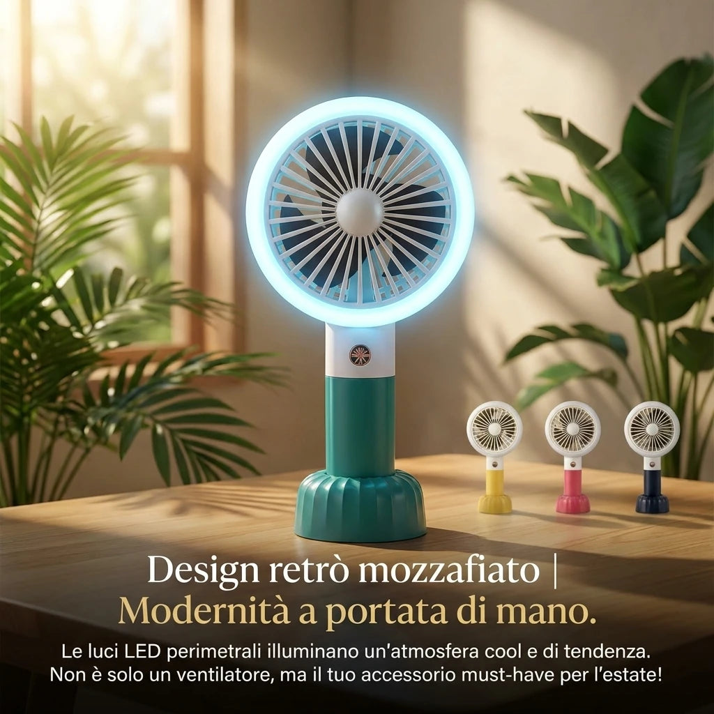 Retro Mini-Handventilator, wiederaufladbar über USB, 3 Windgeschwindigkeiten, batteriebetrieben, Tischventilator, geeignet für Zuhause, Büro, Schlafzimmer, Reisen und Outdoor.