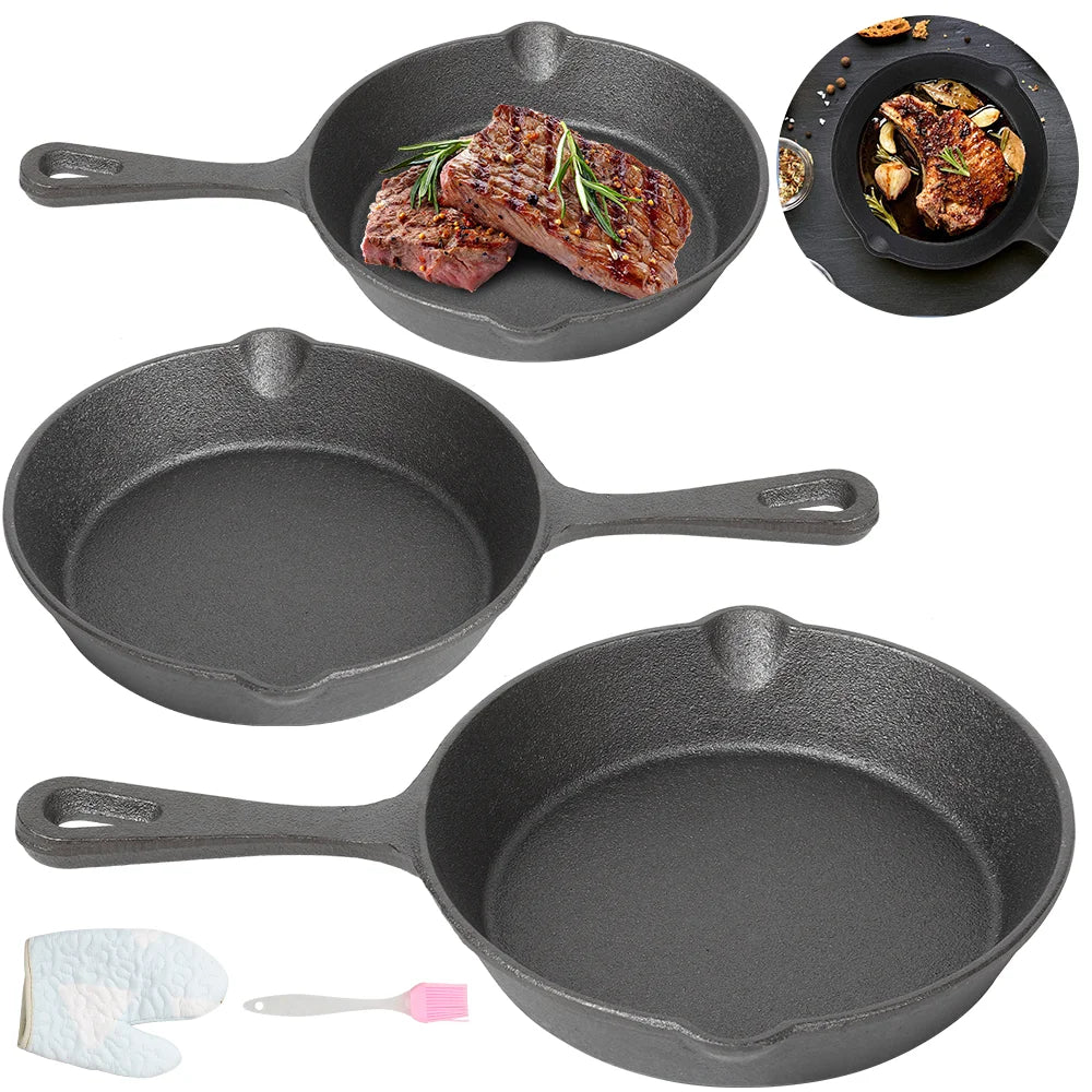 3PC Padella In Ghisa Wok Antiaderente A Nido D'ape Pentola Casa bistecca padella Stufa A Gas Pentola A Induzione Pentole Da Cucina 16/20/26 centimetri