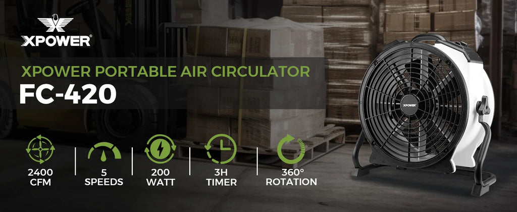 Ventilatore Industriale XPower FC-420 ad Alta Velocità per Ambienti Interi con Timer