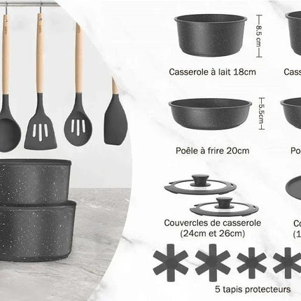 21 Piece Kitchen Utensil Set, Non-Stick Pots and Pans