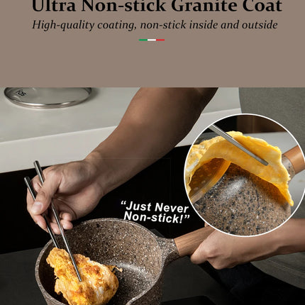 DONNOR Antiaderente in Granito Pentolino per Latte da 16cm/6.3 Pollici, Senza PFOA, a Basso Contenuto di Fumo, Compatibile con Piani a Induzione e Gas, Facile da Pulire, Piccola Casseruola