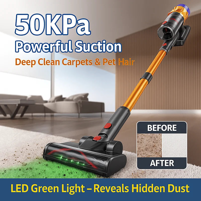 MPQU 550W Akku-Stielstaubsauger Handstaubsauger 50kPa Starke Saugkraft Abnehmbarer Akku Touchscreen HEPA-Filter Elektrischer Besen Schneller Versand aus Polen