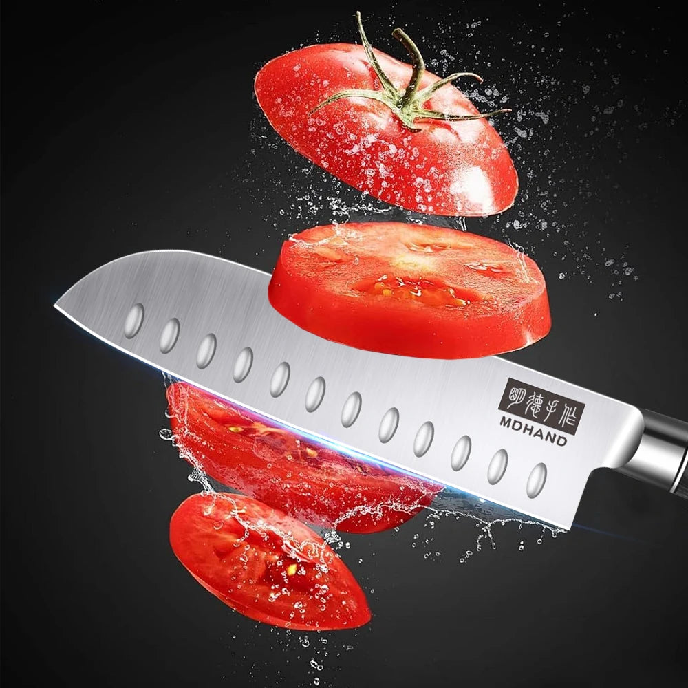 Professionelles 10-teiliges Küchenmesser-Set Chefmesser Tranchiermesser Hochkohlenstoffstahl Superscharfer Holzgriff Geschenkbox