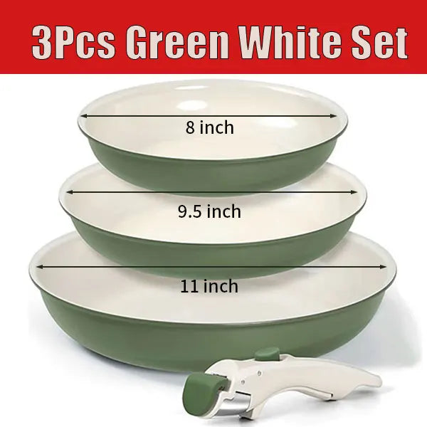 2/3 pezzi padelle set impilabili padelle per uova antiaderenti con manico rimovibile padella antiaderente per bistecche fritte pentola di cottura pentole