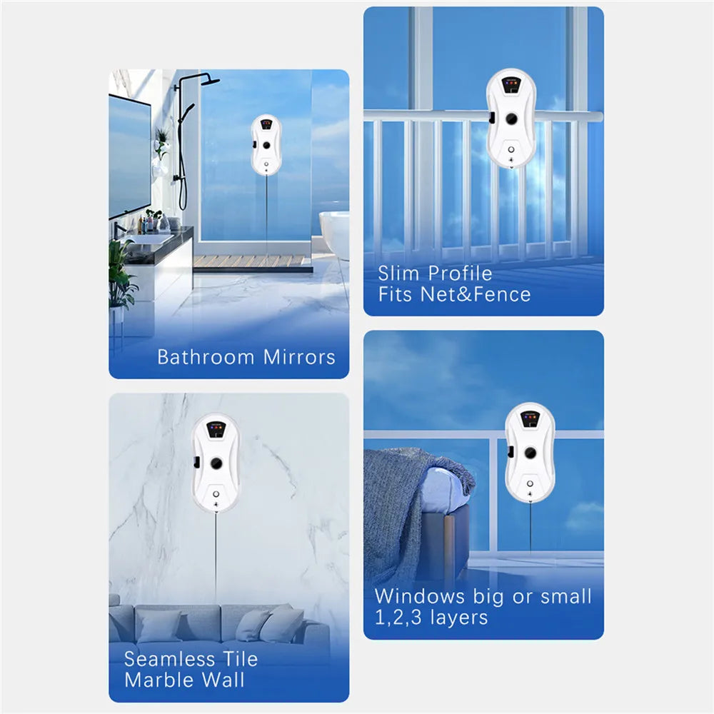 5600Pa Electric Window Cleaning Robot, Automatic and with Remote Control, Window Vacuum Cleaner for Household Appliances