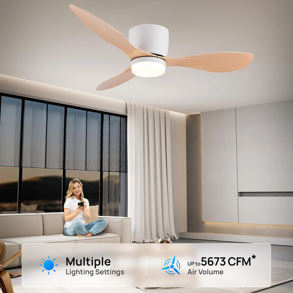 Ventilatore da Soffitto IRALAN con Luce, Motore DC Silenzioso a Risparmio Energetico, 3 Colori Variabili, 6 Velocità Regolabili, per Camera da Letto e Soggiorno