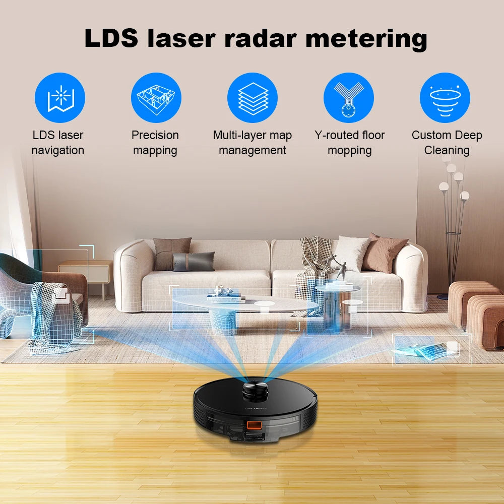 (codice promozionale: AEGG66)  Aspirapolvere robot ibrido Liectroux X6,navigazione laser Lidar,6500 pa,mappa multi-piano,pulizia a umido a forma di Y,zona vietata APP,area selettiva,riprendi punto di interruzione