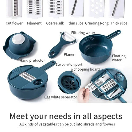 12 in 1 tritatutto per verdure multifunzionale patate tagliate manualmente affettatrice per ravanello grattugia utensili da cucina per hotel/commerciale