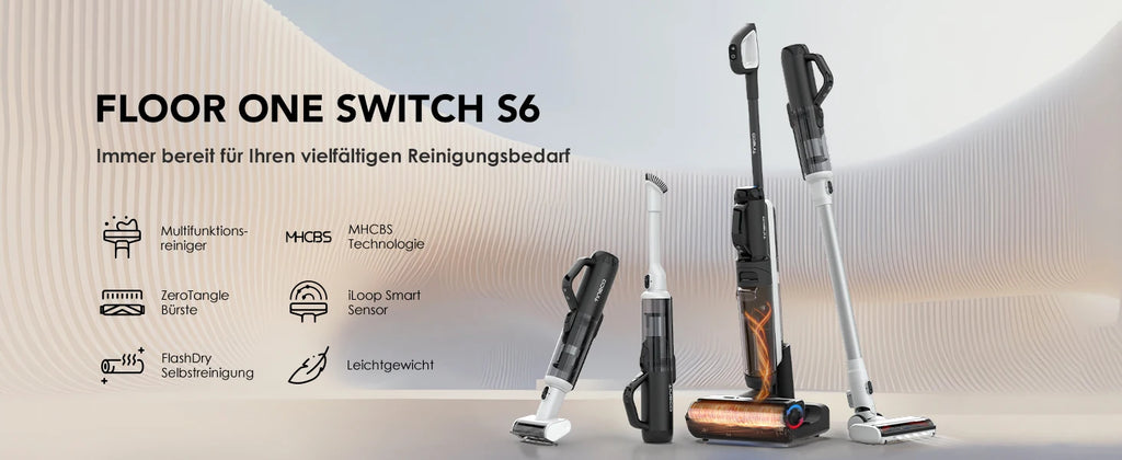 Tineco Floor One Switch S6 Staubsauger- und Wischroboter 5-in-1 mit Selbstreinigungsfunktion und doppelter rotierender Bürste für schnelle Reinigung